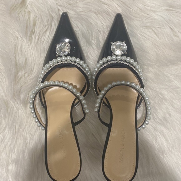Mach and Mach Diamond of Elizabeth Imitation Pearl pointed toe‎ mule size 39 - Picture 11 of 15